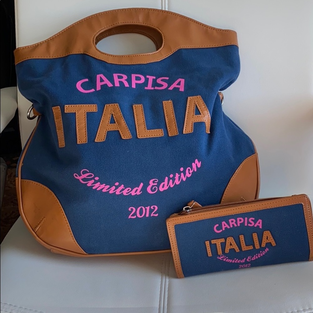 Denim Italian purse with wallet